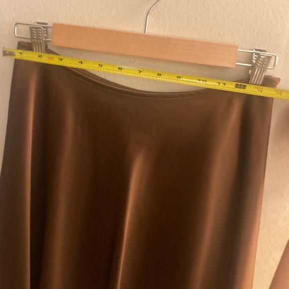 Chocolate Brown Midi Skirt Satin Sheen Balletcore Size 4 - Picture 8 of 11